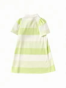 Balabala Girls' Dress New Summer Children's Striped Polo Dress