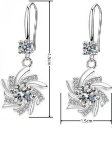 Elegant Blue Snowflake Design Water Drop Zirconia Earrings
