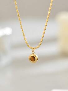 Thép không gỉ Hổ phách Vật rủ xuống Thời trang Dây chuyền Với Vàng 18K Mạ - Vàng - Xem 4