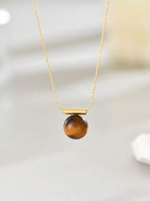 Thép không gỉ Hổ phách Vật rủ xuống Thời trang Dây chuyền Với Vàng 18K Mạ - Vàng - Xem 10