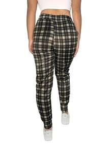 Pantalón de Cuadros tiro Alto con Cordón - Amarillo - Ver 3