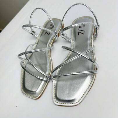 Sandália Rasteira Feminina Rasteirinha Chinelo Prata