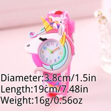 Đồng hồ hoạt hình silicone kỳ lân dành cho trẻ em dành cho học sinh - Màu Hồng Tươi - Xem 4
