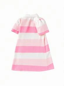 Balabala 女童裙新款夏季童裝條紋POLO裙 - 粉色 - 查看 5