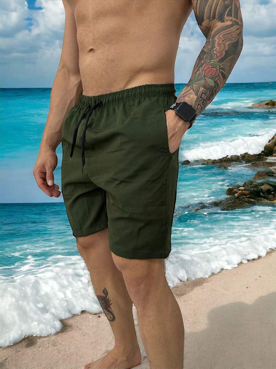 Men Swim Shorts - 軍綠色 - 查看 1