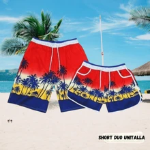 2 Short Traje De Baño Duo Pareja Mujer y Hombre Unitalla LEODY reyes likd rey - Multicolor - Ver 2