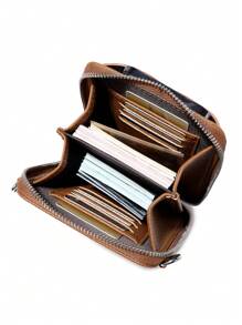 MIYIN 女士休闲 PU 皮革拉链钱包和手机包 适合日常使用 简约纯色斜挎包 配有可调节肩带 荔枝压纹竖款钱包 带卡槽和前袋 可放置信用卡 / 身份证 / / 现金 / 手机 女士钱包 手机包 女士 女士钱包 钱包 - 棕色 - 查看 8