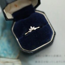 1枚五鑽石戒指,復古設計,基礎款式,可調節大小,食指戒指,百搭,日常穿著 - 五顆鑽 - 查看 6