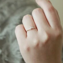 1枚五鑽石戒指,復古設計,基礎款式,可調節大小,食指戒指,百搭,日常穿著 - 五顆鑽 - 查看 7