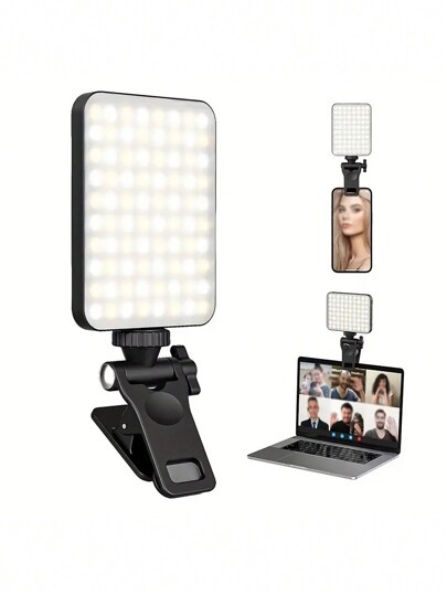 SISGHA Selfie Light Rechargeable 80 Led 3 Models Light Colors Brightness Dimmable Clip-On For Phone Laptop Tablet Meeting Make Up