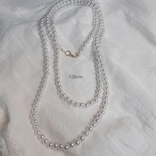 1pc Vintage Simple Elegant Faux Pearl Necklace Long Sweater Chain