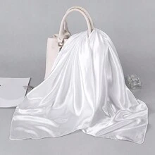 Ladies' Solid Color Satin Square Scarf, 90cm, Silk-Like Shawl, Neckerchief, Headscarf Casual Bandana Headband Fashion Hairband