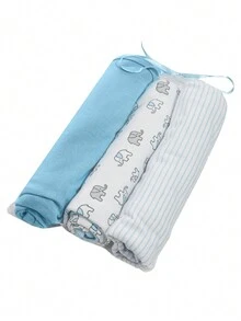 Set Of 3 Newborn Baby Sheets - Blue Elephants - View 3