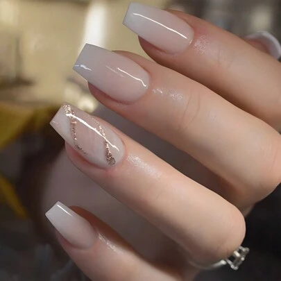 Y2K Upgrade Your Look 24Pcs Long Coffin Pink Ombre French Cute Simple Elegant Luxury Stick-On Fake Nail Set, Removable Nail Stickers Suitable For Holidays, Parties, Dates, Daily Wear Press On Nails Nail Supplies Nails