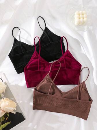 3 件装女士透气日常休闲运动文胸，背部美容设计，内衣