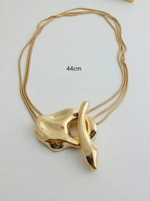 1pc European & American Style Exaggerated Geometric Asymmetrical Multi-Layer Necklace