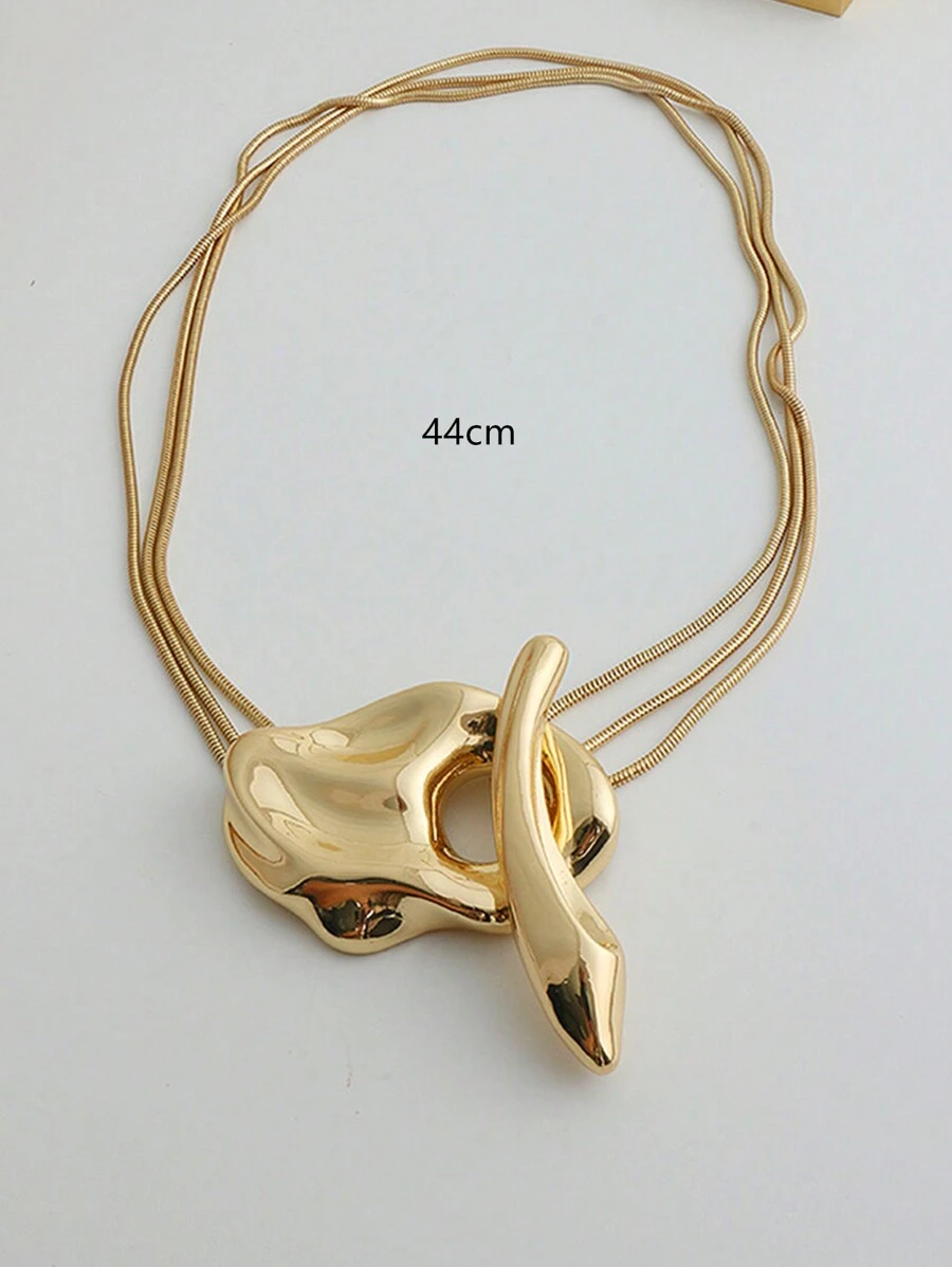 1pc European & American Style Exaggerated Geometric Asymmetrical Multi-Layer Necklace