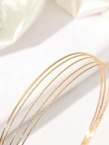 街头风单件装女士简约纯金色优雅发箍，金色头饰，发带，发箍发箍发饰 - 金色 - 查看 4