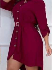 Women Dresses - 酒紅色 - 查看 2