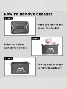1 件猫玩具盒，带手柄的大型毛毡宠物玩具篮，宠物用品收纳盒，非常适合整理猫玩具和配件 - 淺灰色 - 查看 6