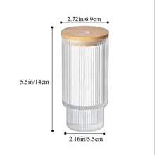 Ribbed Glass Cups With Straws 11oz, Drinking Glasses ,Ribbed Glassware, Cocktail Glasses - White - View 2