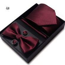 1 Bộ/6 Bộ Hộp Quà Tặng Cà Vạt & Nơ Nam, Cà Vạt Công Sở, Cà Vạt + Nơ + Khăn Tay + 2 Khuy Măng Sét + Hộp Quà Tặng Thông Thường - Nhiều màu - Xem 5