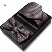 1 Bộ/6 Bộ Hộp Quà Tặng Cà Vạt & Nơ Nam, Cà Vạt Công Sở, Cà Vạt + Nơ + Khăn Tay + 2 Khuy Măng Sét + Hộp Quà Tặng Thông Thường - Nhiều màu - Xem 4