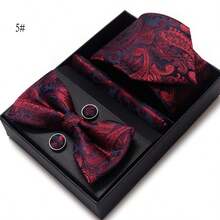 1 Bộ/6 Bộ Hộp Quà Tặng Cà Vạt & Nơ Nam, Cà Vạt Công Sở, Cà Vạt + Nơ + Khăn Tay + 2 Khuy Măng Sét + Hộp Quà Tặng Thông Thường - Nhiều màu - Xem 6