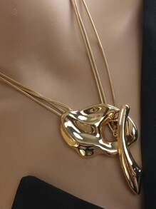 1pc European & American Style Exaggerated Geometric Asymmetrical Multi-Layer Necklace