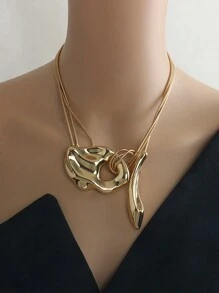 1pc European & American Style Exaggerated Geometric Asymmetrical Multi-Layer Necklace