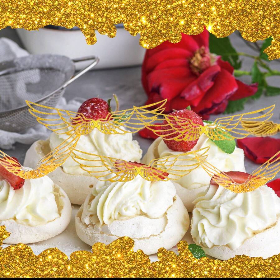 50 Stücke Goldene Engelsflügel-förmige Einlegekarte, Hohle ...