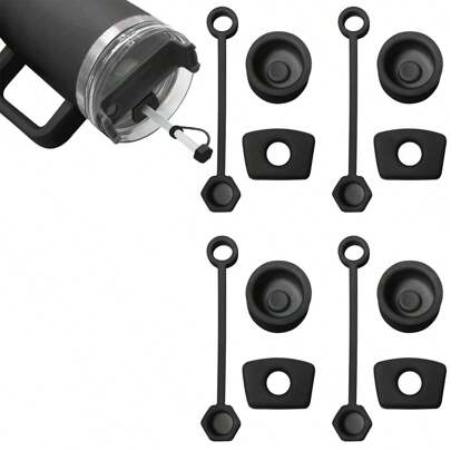 3入組可重複使用的矽膠防漏蓋套裝,適用於30oz和40oz杯子,包括吸管蓋、圓形蓋和梯形蓋