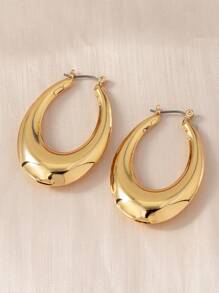 Golden Chunky Hoop Earrings Simple Luxury Style Gold Plated Jewelry Versatile Accessories