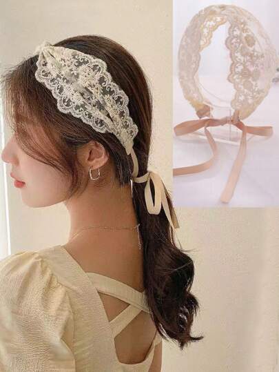 1入春夏女孩蕾絲發帶,適用於度假