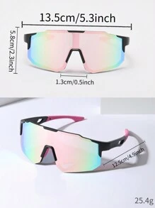 0150688630001-X9337 1pc Men's Pink Multi-Material Mechanic Mask Shape Fashion Glasses For Outdoor Cycling Sports (With EVA Case, Cleaning Cloth & Glasses Strap) Beach Accessories Glasses Shades Looks Street Style And Suit For Sweater Jacket Sweatshirt Hoodie Leather Pants And Cargo PantsY2K Festival For Summer Beach Vacation, Outdoor, Travel