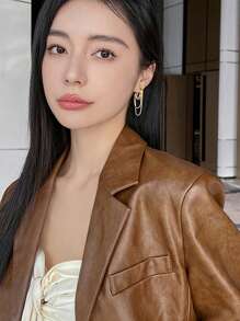 Xemes Yearn 1 Pair Feminine Elegant Metal Tassel Geometric Earrings 2024 New Design Jewelry Wedding Party Luxury Accessories For Women's Gift - Gold - View 7