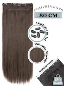 Extensão Cabelo Aplique Tic-Tac Fibra Orgânica 80 cm Liso Longo - Preto - Visão 3