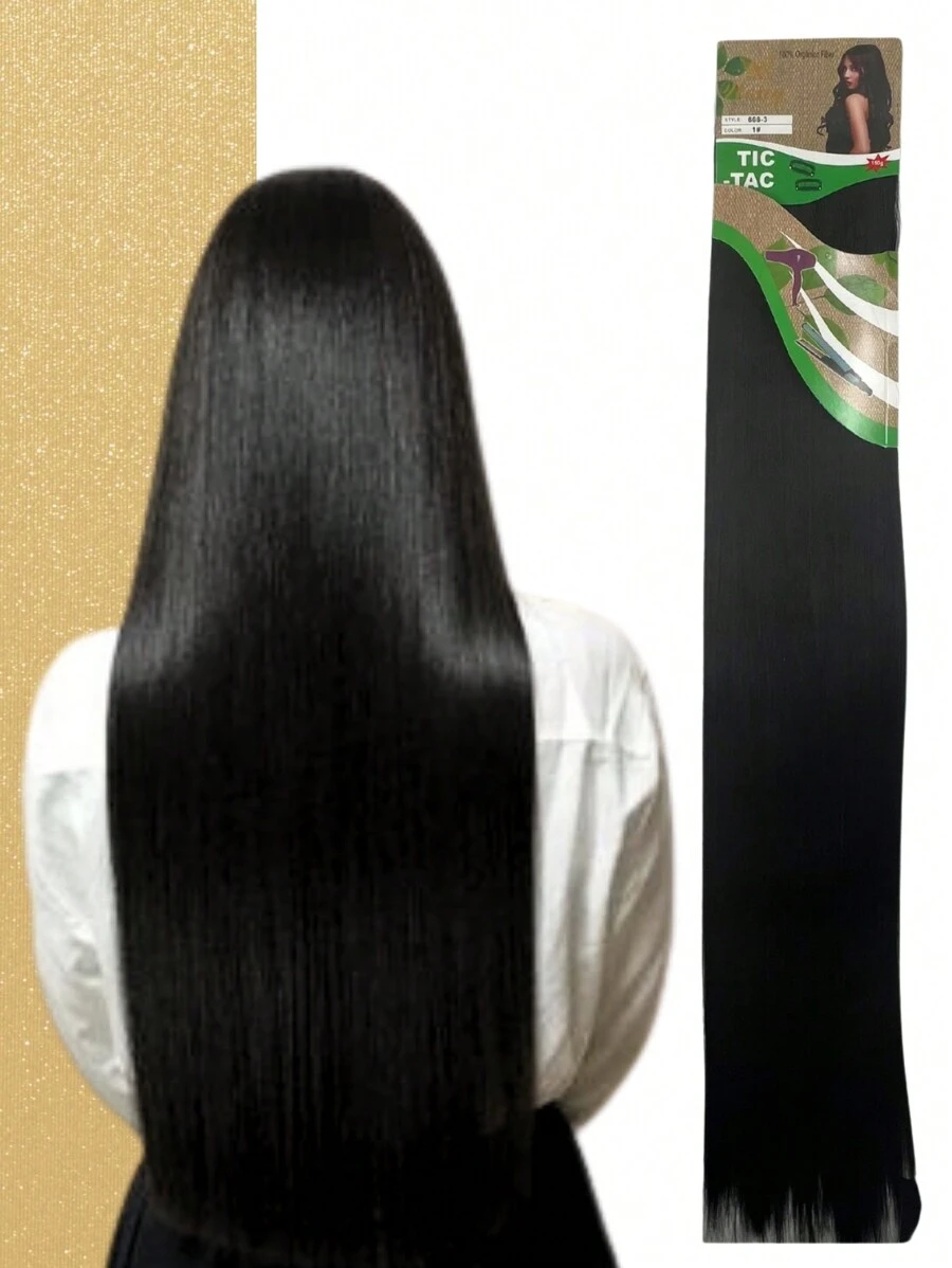 Extensão Cabelo Aplique Tic-Tac Fibra Orgânica 80 cm Liso Longo - Preto - Visão 1
