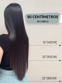 Extensão Cabelo Aplique Tic-Tac Fibra Orgânica 80 cm Liso Longo - Preto - Visão 4