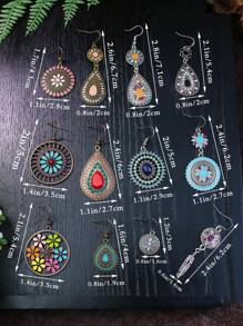 TopHanqi 12 Cặp Hoa tai dạng lủng lẳng phong cách Bohemian kỳ nghỉ cổ điển với những giọt tròn và hoa, thủ công sơn dầu nhiều màu dành cho phụ nữ đeo trong cuộc sống hàng ngày, công việc, du lịch, tiệc tùng, lễ kỷ niệm, v.v. Thanh lịch, đáng yêu và sống động, phù hợp với trang phục thường ngày, phong cách đường phố và đi làm ngày lễ tình nhân - Nhiều màu - Xem 6