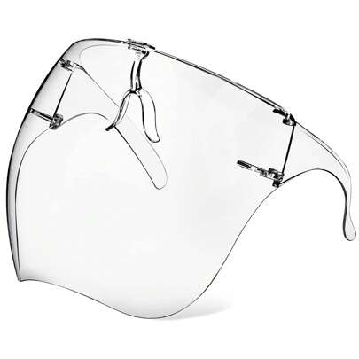 1pc Goggles Style Face Shield With Fog-Resistant Transparent Mask, Reusable & Splash-Proof Protective Plastic Mask, Suitable For Women, Men