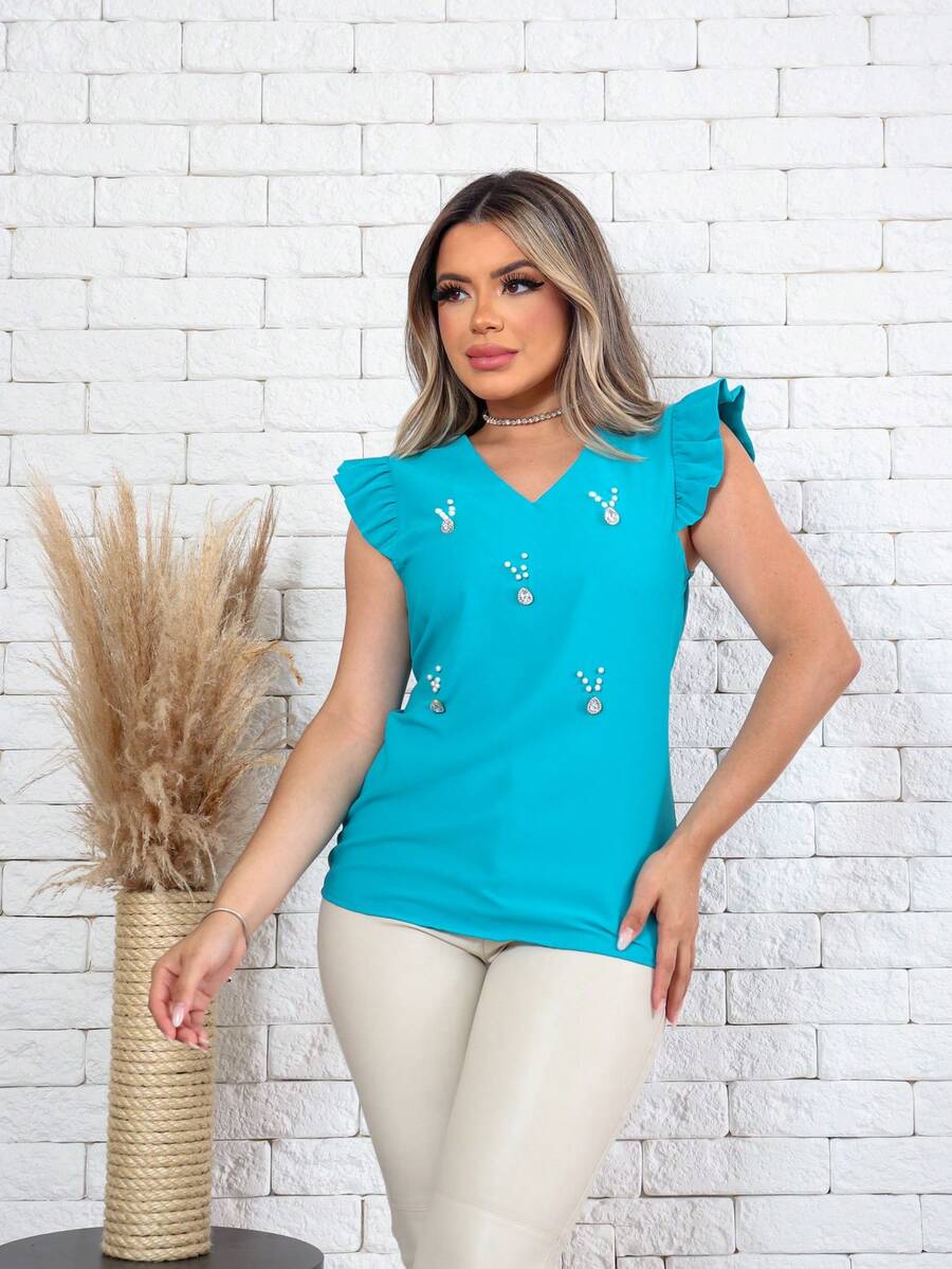 Women Tops - 寶藍色 - 查看 1