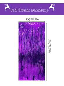 1pc Purple Sequin Curtain Backdrop Decor For Birthday Party,Christmas - Purple - View 4