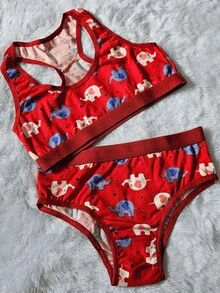 Kit 3 Conjuntos Lingerie Infantil Menina Moça Calcinha com Forro de Algodão e Top Nadador