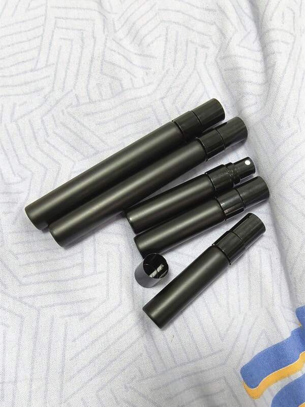 5pcs 5ml/10ml Leakproof Portable Perfume Atomizer Matte Blac Glass Bottles, Refillable Fine Mist Spray Bottle, Suitable For Travel - Easy To Pump Design, Suitable For Perfume
