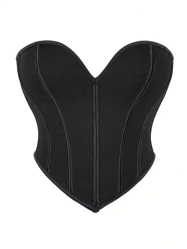 Neuankömmling schwarzes matter texturierter trägerloses Korsett Crop Top für Frauen, sexy Palast Stil, geeignet zum Tragen mit einem Kleid, für Halloween