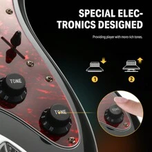 Donner Electric Guitar 39 Inch Designer Series DST-200 Stylish Solid Body Electric Guitar For Beginner Intermediate & Pro Players, Single Coil Split System, Bonus Bag, Cable, Strap - Black - View 2