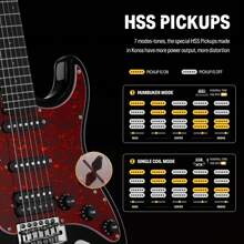 Donner Electric Guitar 39 Inch Designer Series DST-200 Stylish Solid Body Electric Guitar For Beginner Intermediate & Pro Players, Single Coil Split System, Bonus Bag, Cable, Strap - Black - View 3