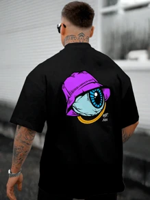 Camiseta Camisa Oversized Grande Musculação Algodão Casual Treino Academia Eye - Preto - Visão 1