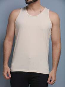 Men Tank Tops - 米色 - 查看 4